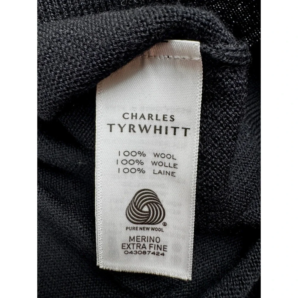 Charles Tyrwhitt Pure Merino Wool Quarter Zip Sweater Black 3XL NWT